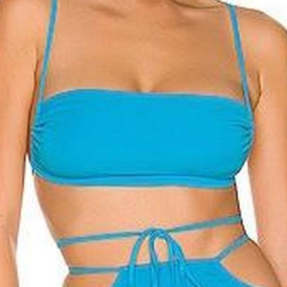 NWT WeWoreWhat Ruched Bandeau Top - Jersey Blue - L